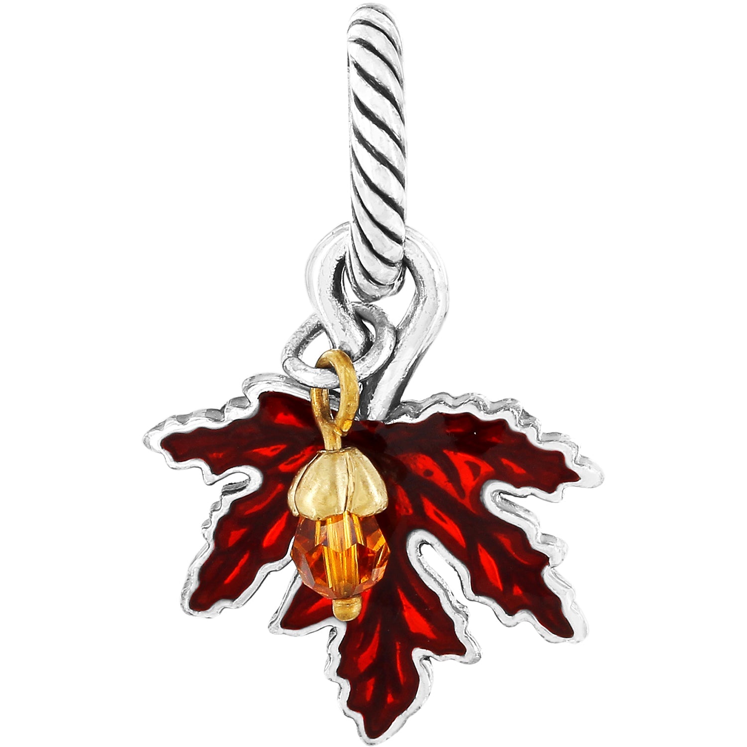 Brighton Maple Leaf Charm – Red Enamel Autumn Design