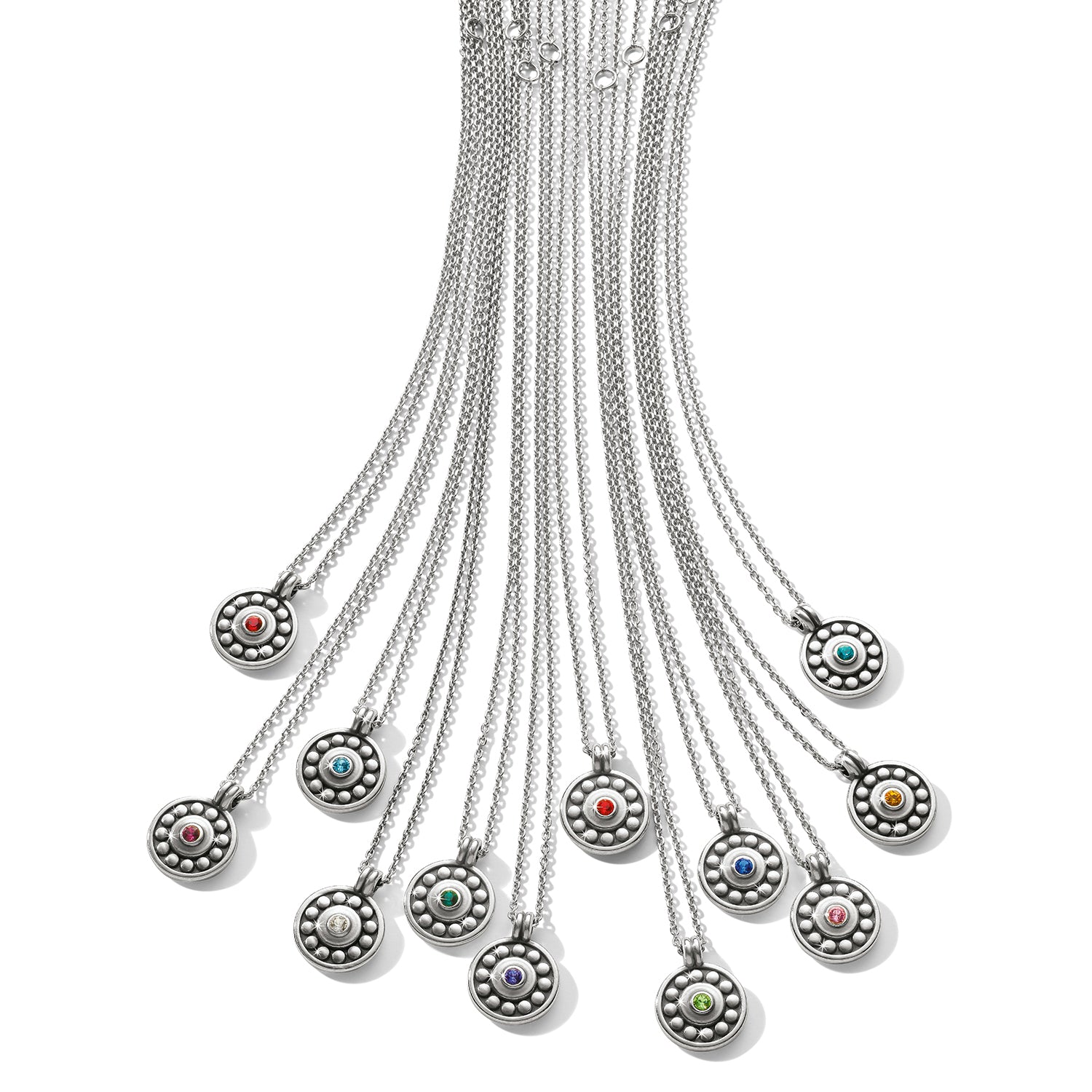 Brighton Pebble Dot Medali Petite Reversible Birthstone Necklace | March | Aqua