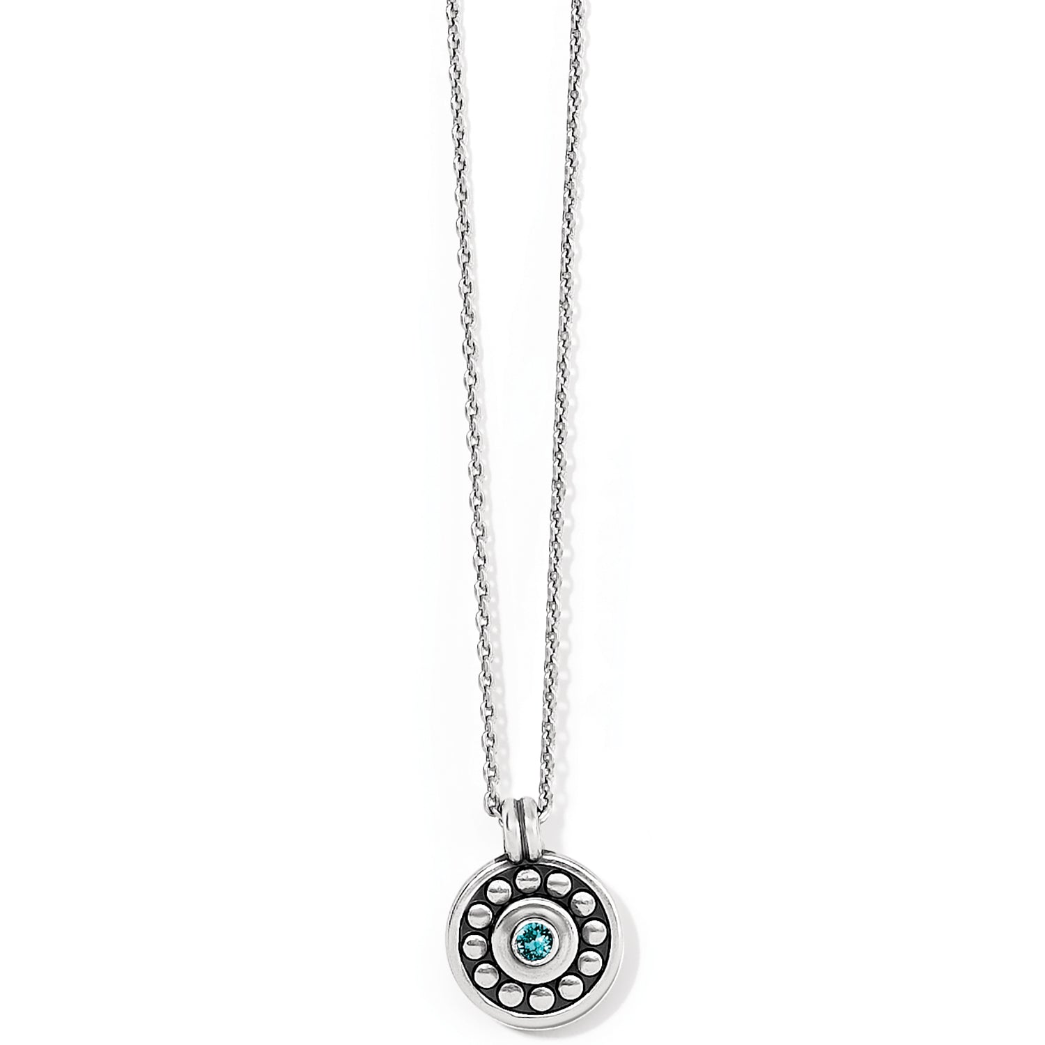 Brighton Pebble Dot Medali Petite Reversible Birthstone Necklace | December | Blue Zircon