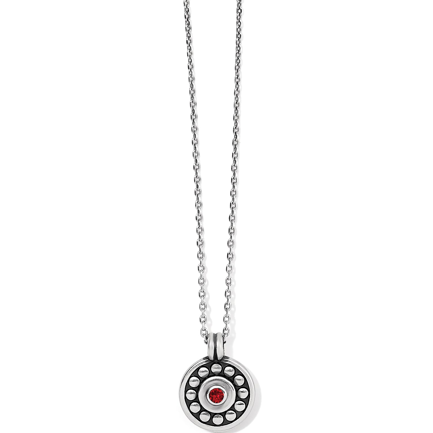 Brighton Pebble Dot Medali Petite Reversible Birthstone Necklace | January | Red Siam