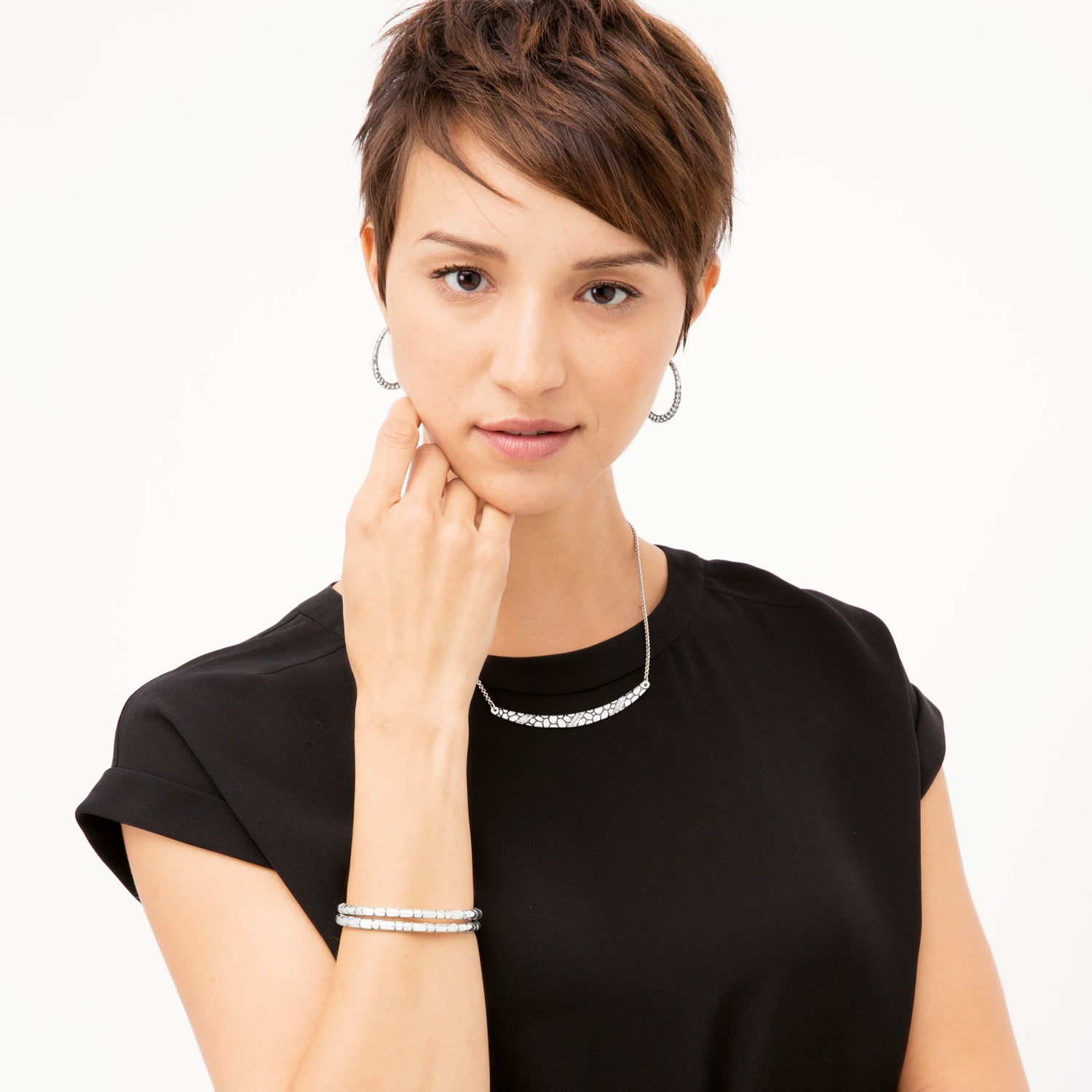 Brighton Pebble Pave Hoop Earrings - Juli's Wearable Art