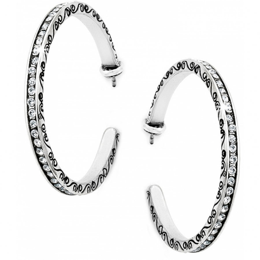 Brighton Secret of Love Hoop Post Earrings – Silver Crystal Hoops