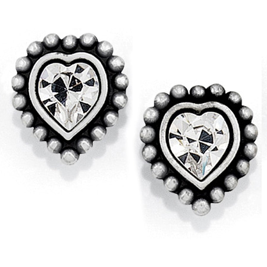 Brighton Shimmer Heart Mini Post Earrings – Silver Crystal Hearts