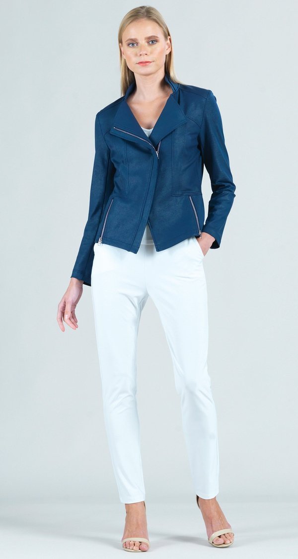 Clara Sunwoo Liquid Leather Zip Jacket - Navy