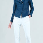 Clara Sunwoo Liquid Leather Zip Jacket - Navy - Juli's Wearable Art