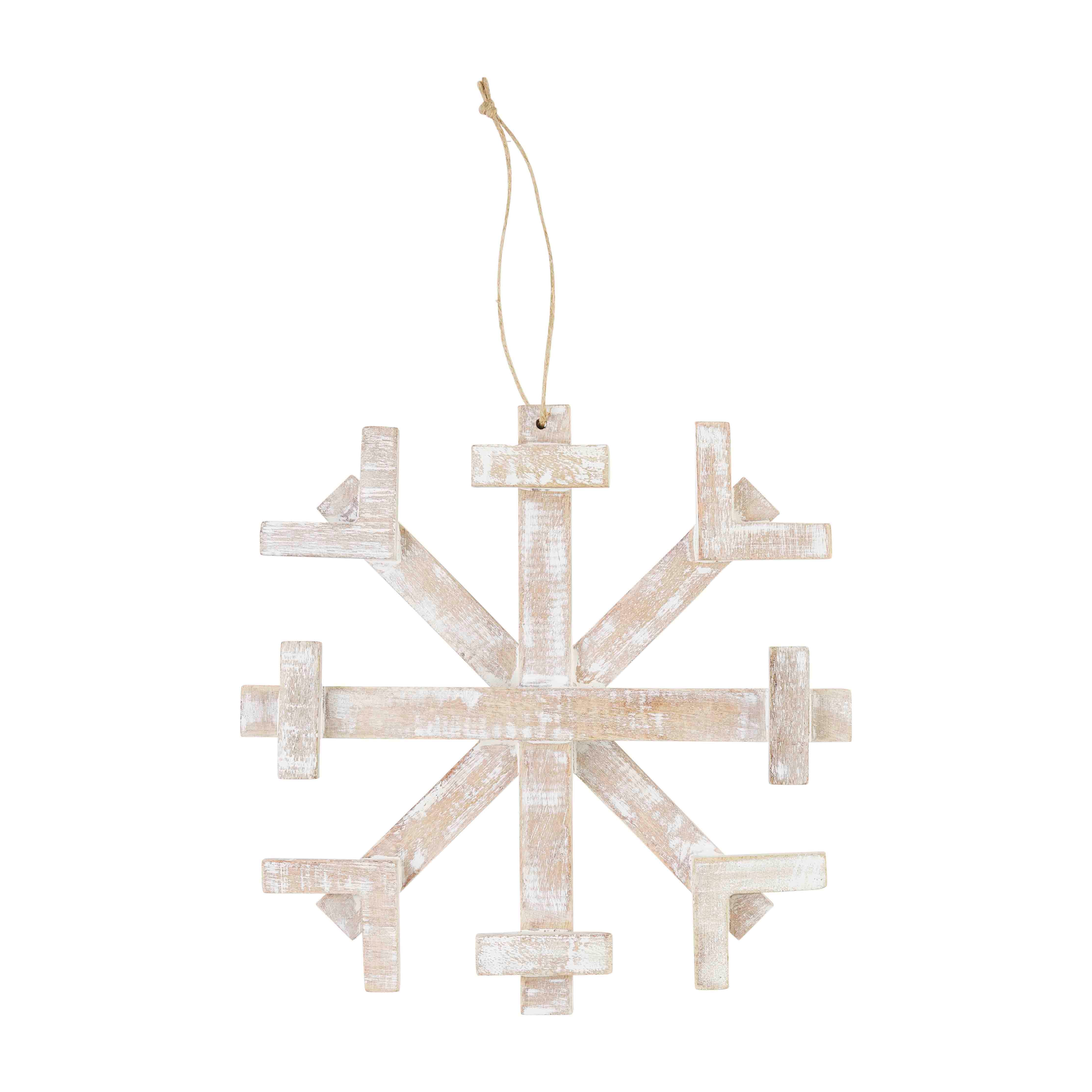 Mudpie Wood Plank Snowflake Ornaments