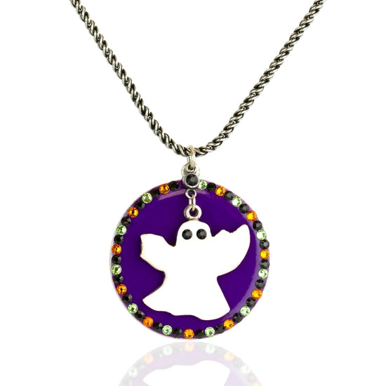 Anne Koplik Esme Halloween Crystal Ghost Charm Necklace