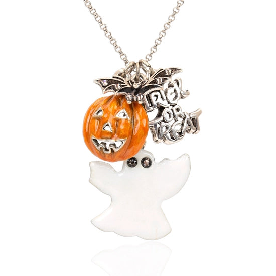 Anne Koplik Halloween Pumpkin & Ghost Jumble Necklace