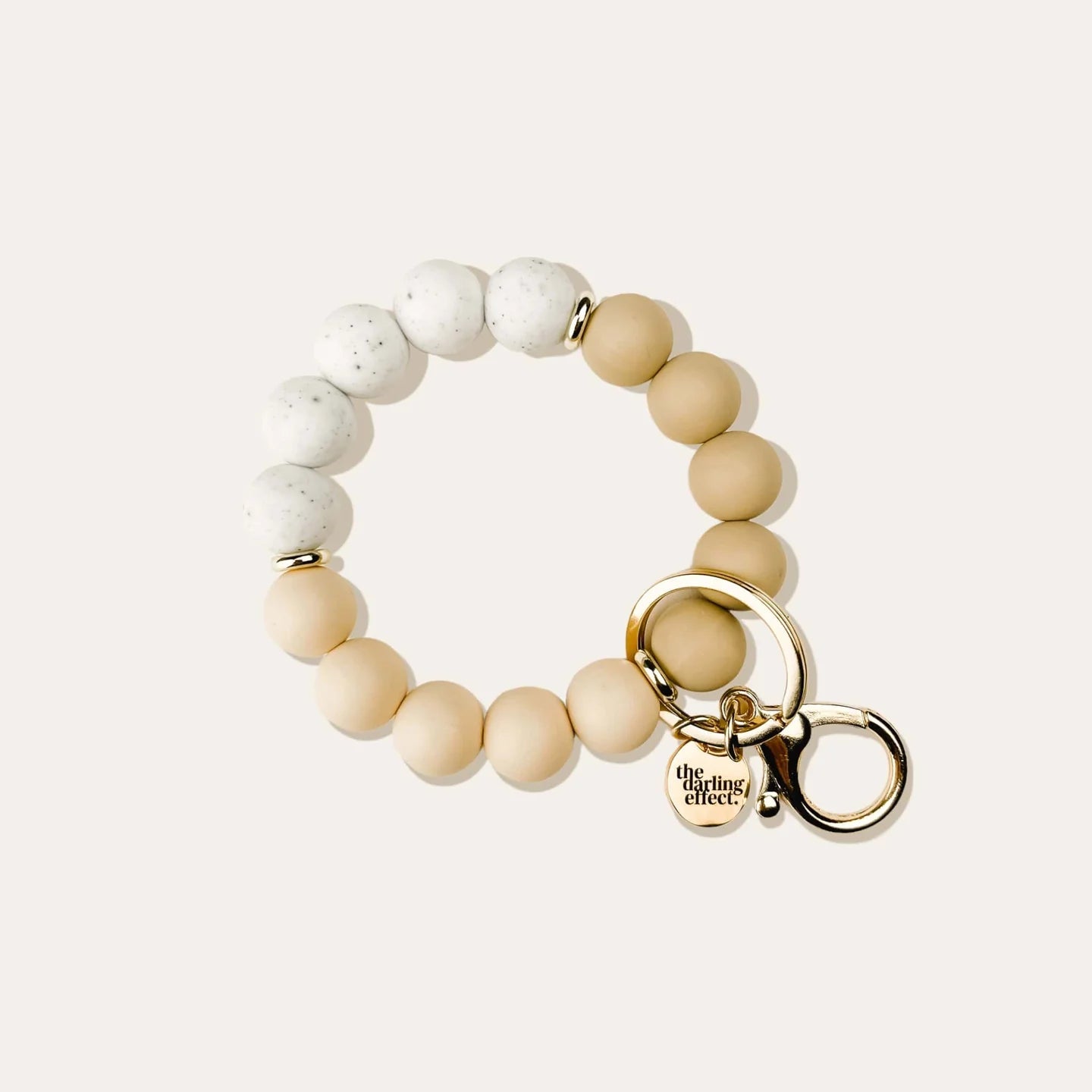 Hands-Free Silicone Beaded Key Chain Wristlet | Oatmilk Latte - Juli's Wearable Art