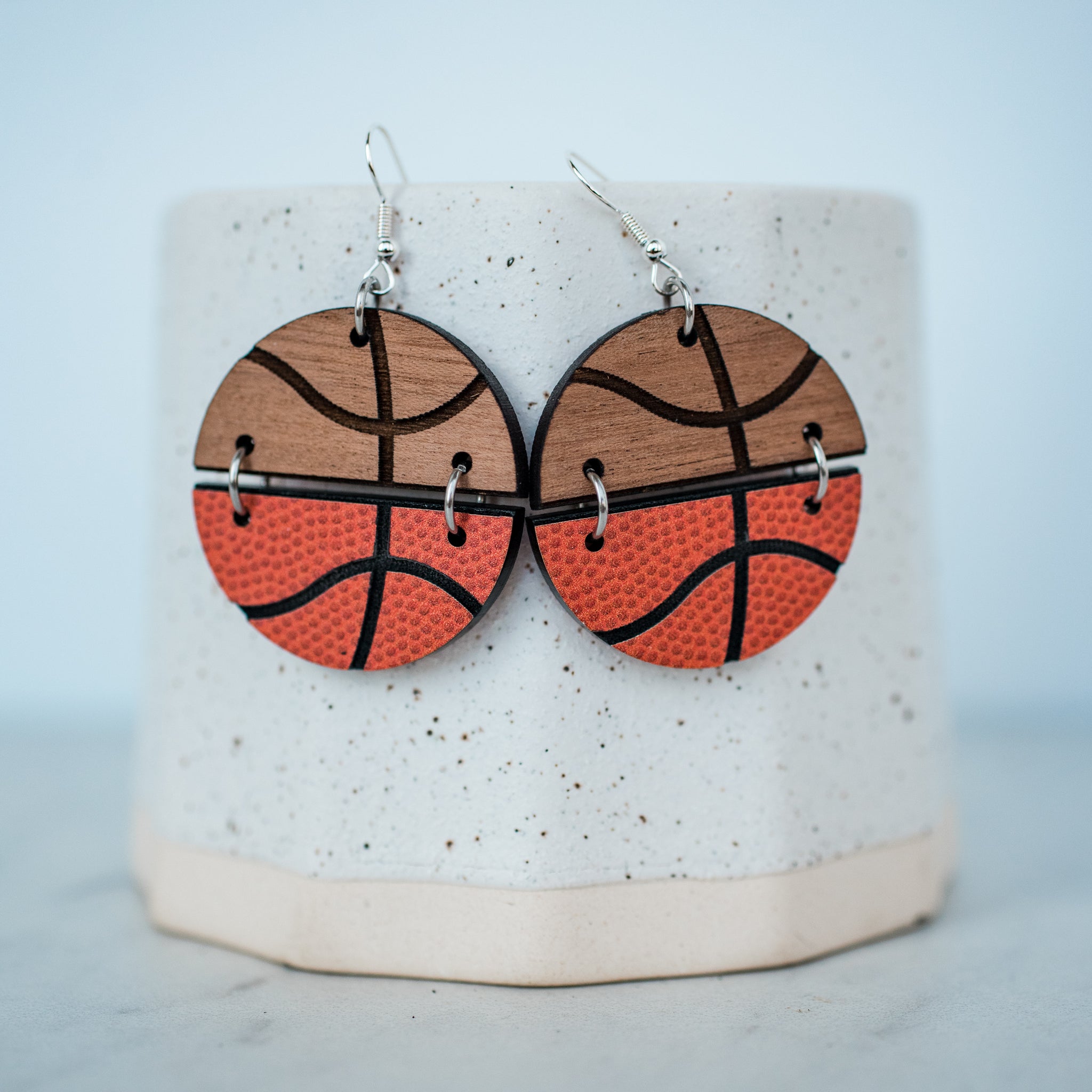 Hello Happiness Basketball Earrings - Juli's Wearable Art