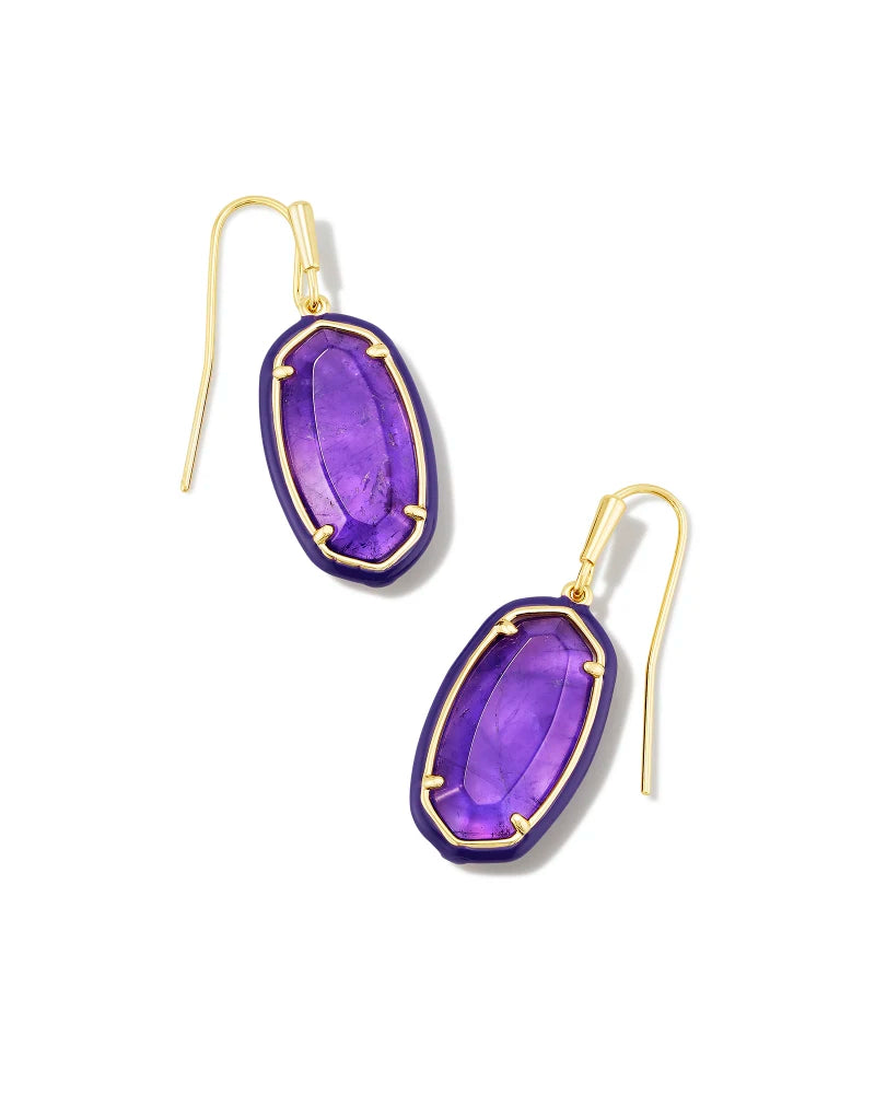Kendra Scott Dani Amethyst Purple Enamel Frame Drop Earrings