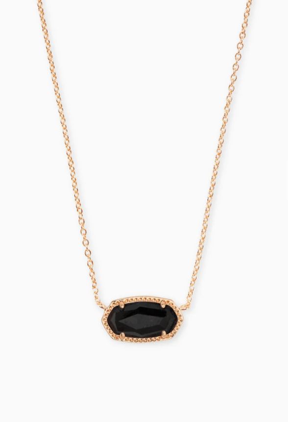 Kendra Scott Elisa Pendant Necklace Rose Gold Black Granite