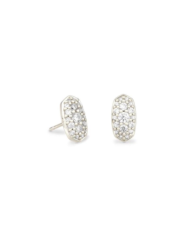 Kendra Scott Grayson Stud Earrings | Silver & White Crystal - Juli's Wearable Art