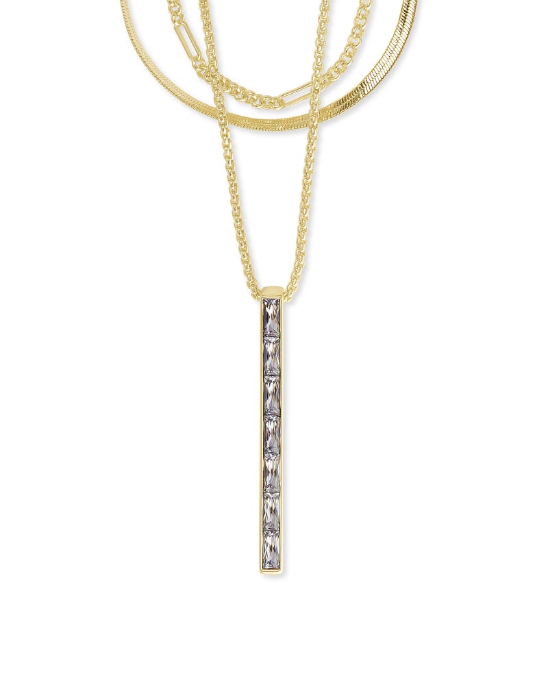 Kendra Scott Jack Multi Strand Necklace Gold White Crystal