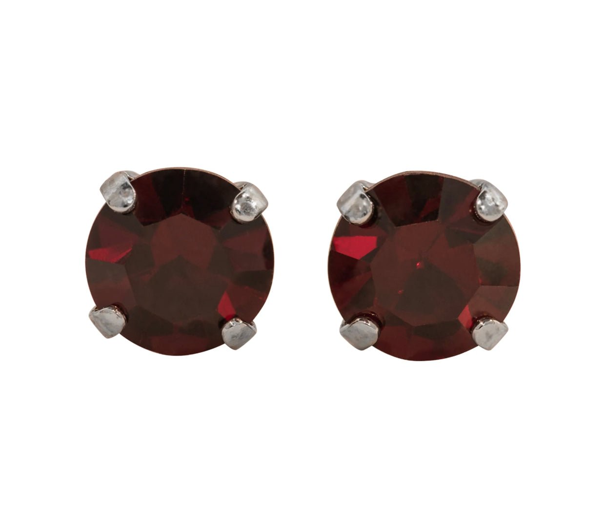 Mariana Rhodium Plated Must - Have Crystal Post Earrings in “Garnet” - Juli's Wearable Art