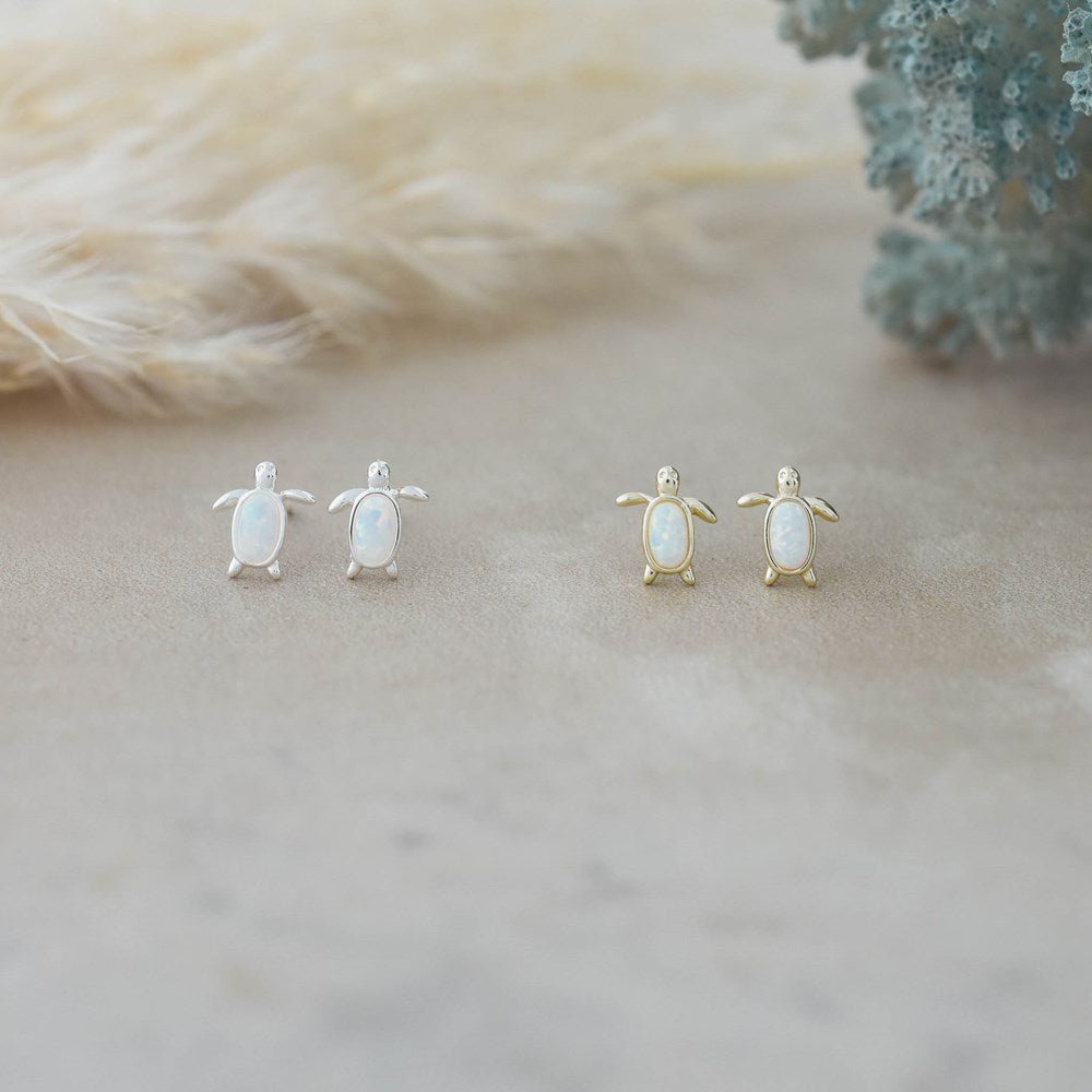 Maui Studs - White Opalite (Turtles) - Juli's Wearable Art