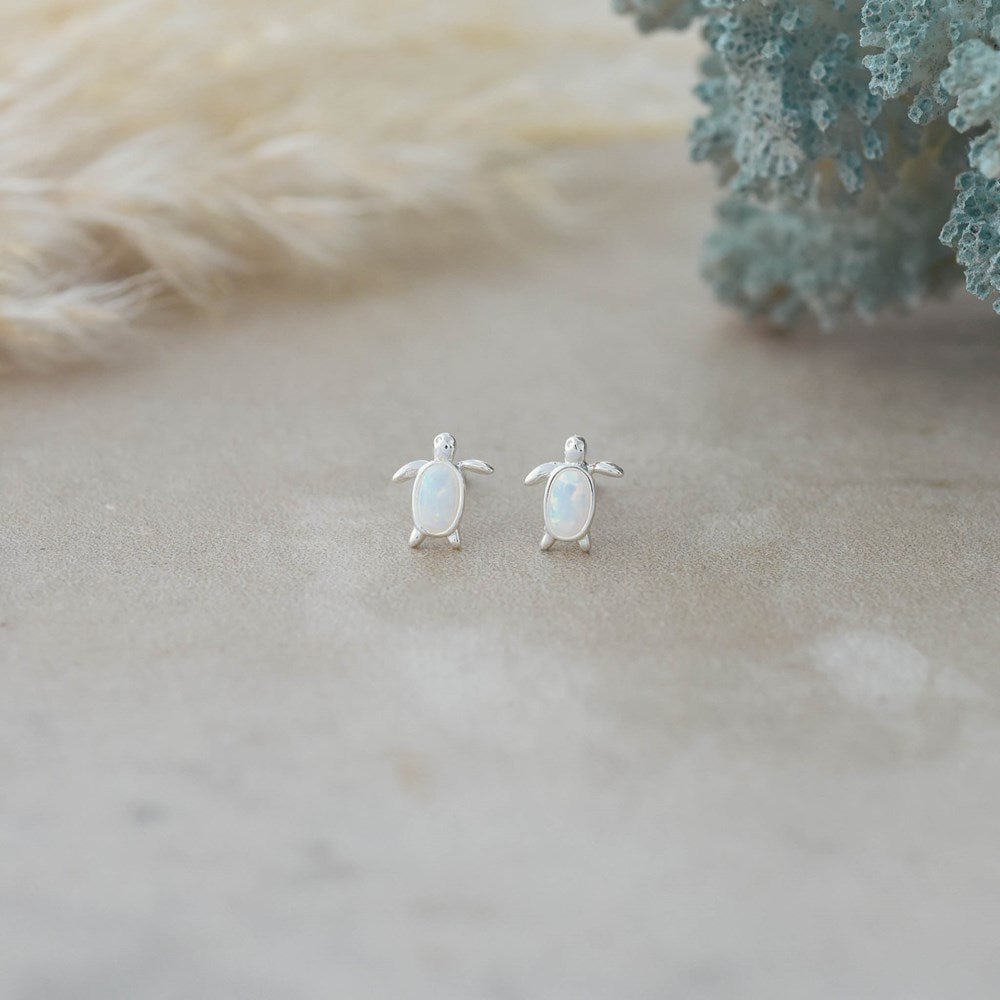 Maui Studs - White Opalite (Turtles) - Juli's Wearable Art