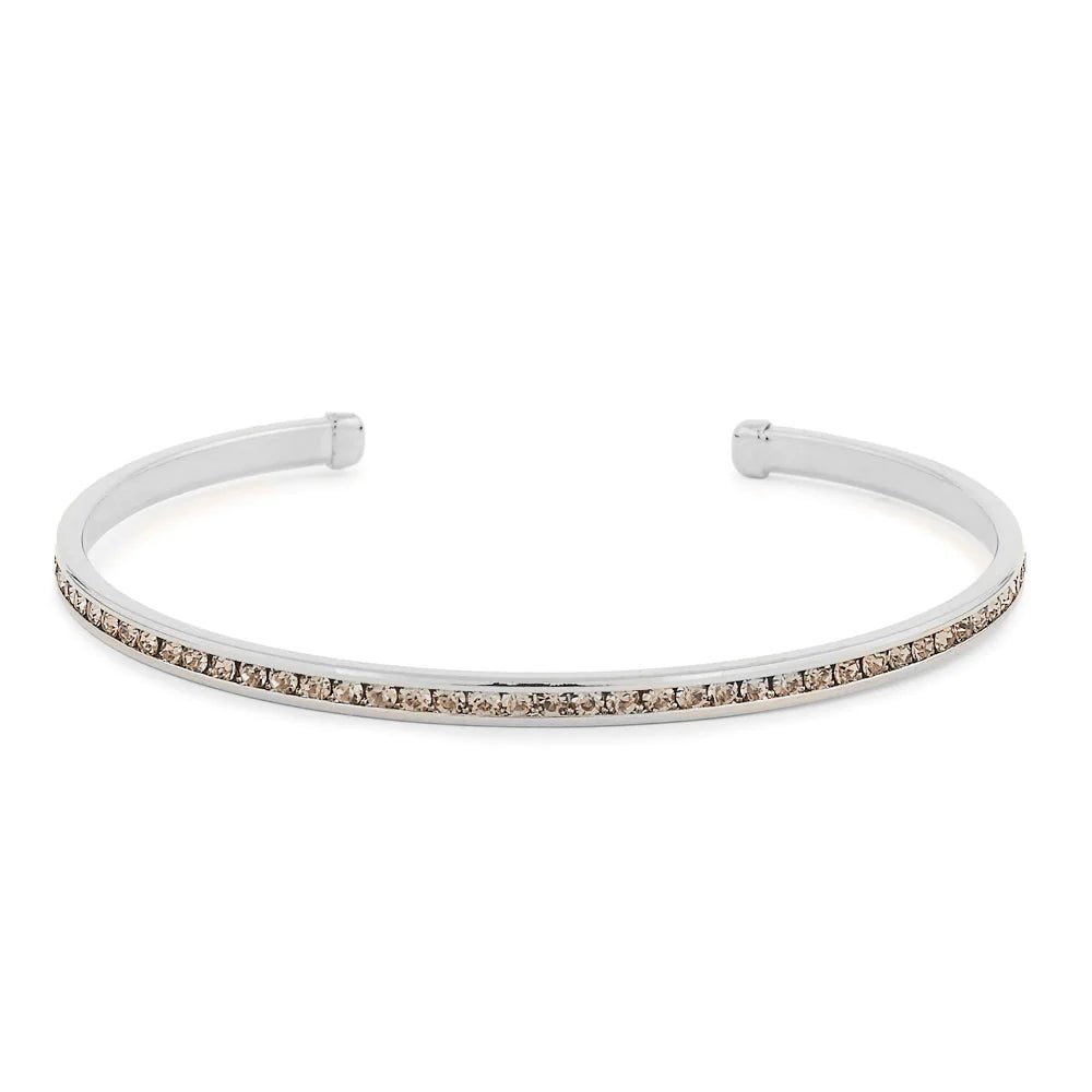 Maya J - White Gold & Crystal Birthstone Cuff Bracelets - Juli's Wearable Art