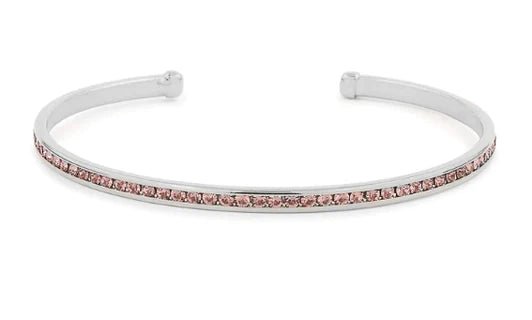 Maya J - White Gold & Crystal Birthstone Cuff Bracelets - Juli's Wearable Art
