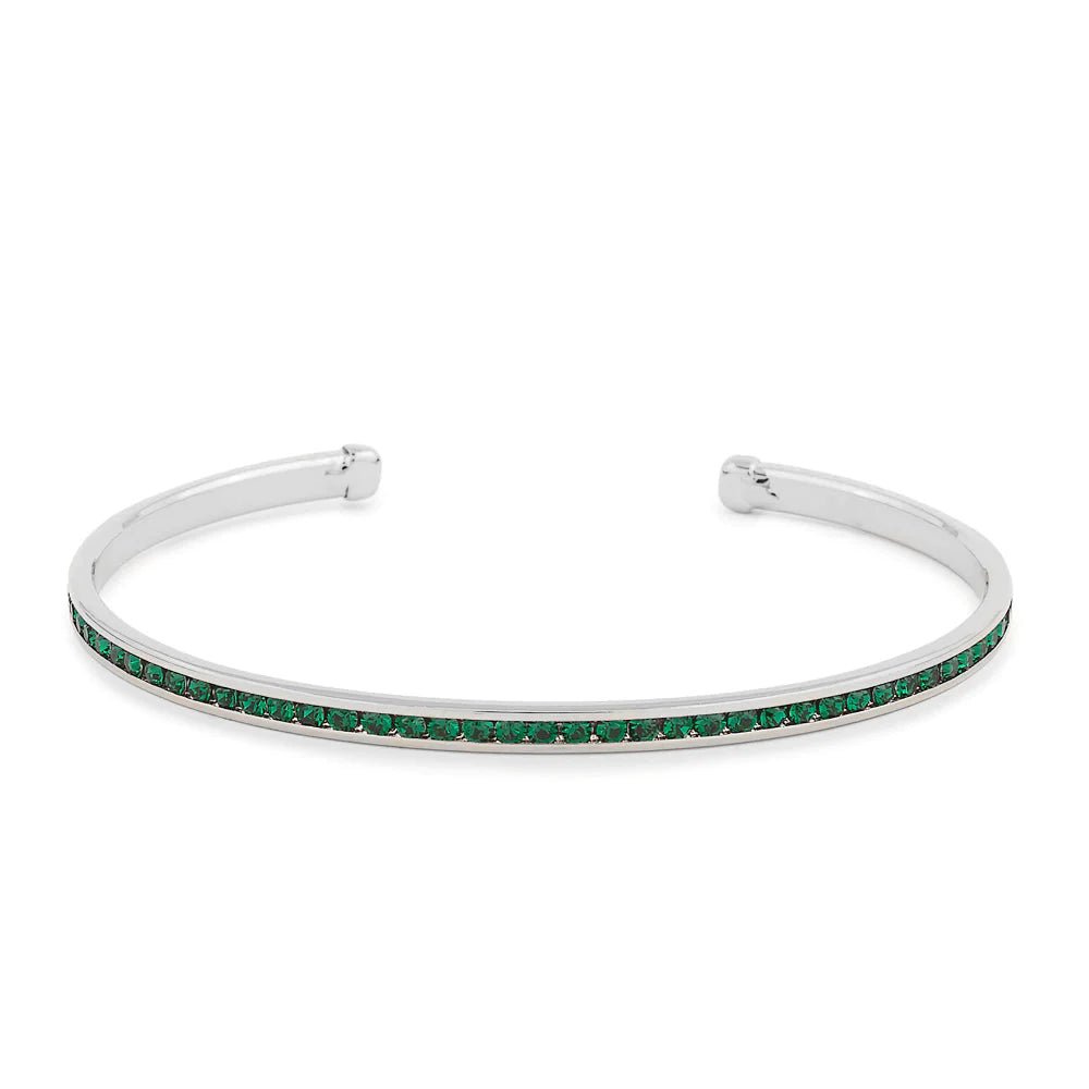 Maya J - White Gold & Crystal Birthstone Cuff Bracelets - Juli's Wearable Art