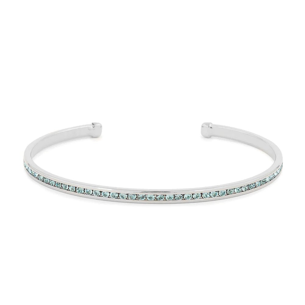Maya J - White Gold & Crystal Birthstone Cuff Bracelets - Juli's Wearable Art