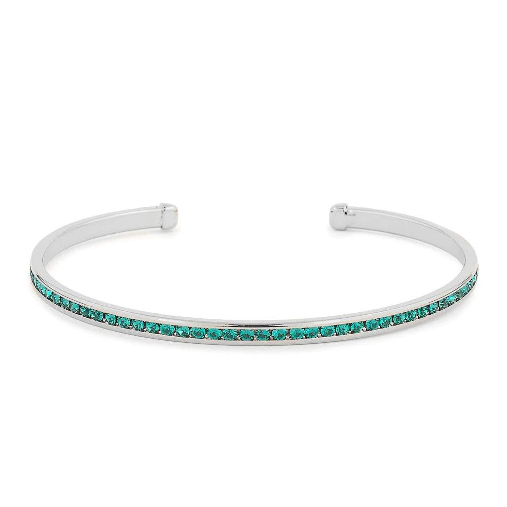 Maya J - White Gold & Crystal Birthstone Cuff Bracelets - Juli's Wearable Art