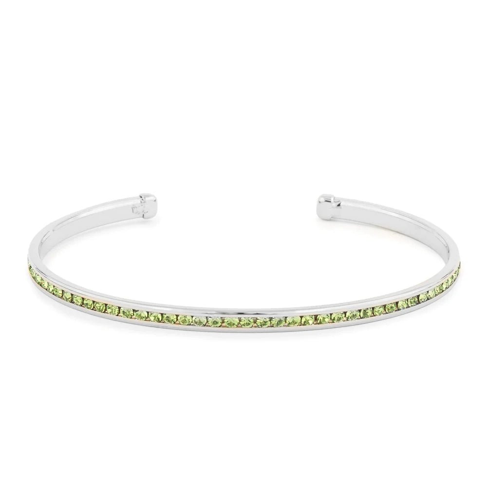 Maya J - White Gold & Crystal Birthstone Cuff Bracelets - Juli's Wearable Art