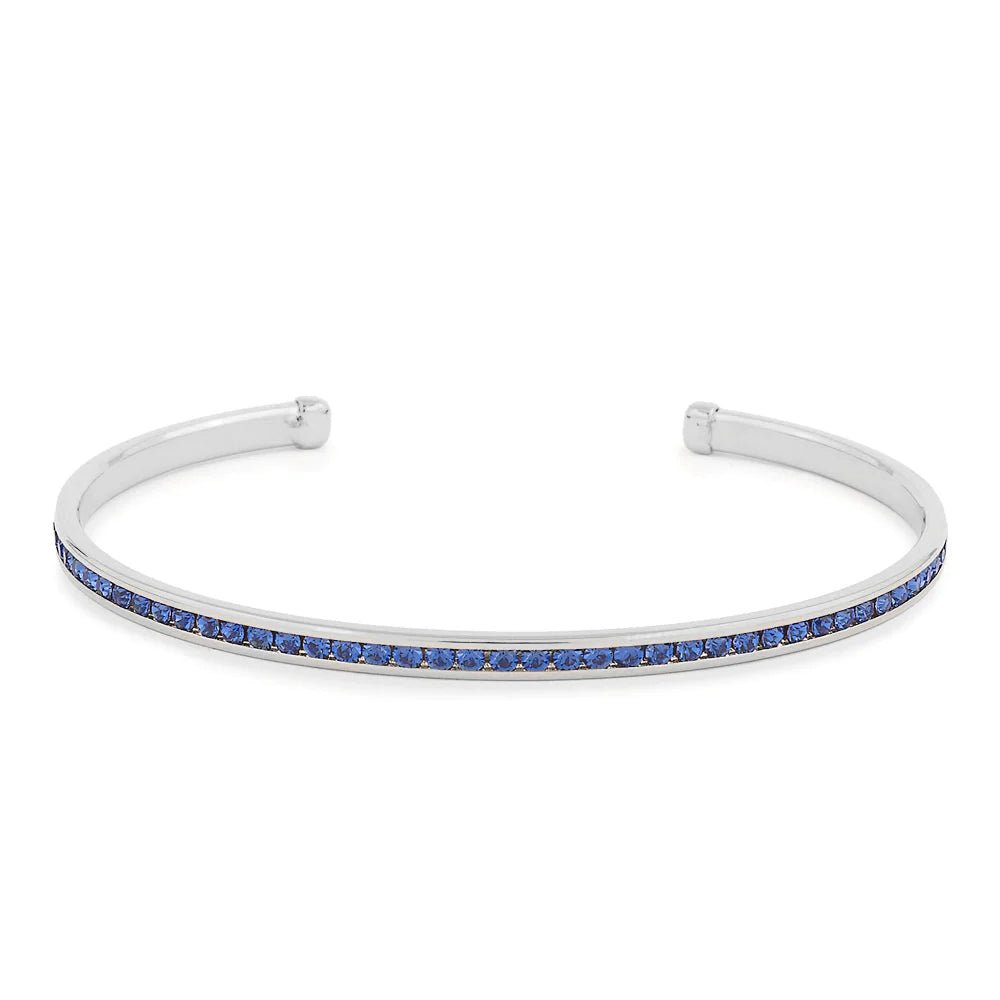 Maya J - White Gold & Crystal Birthstone Cuff Bracelets - Juli's Wearable Art