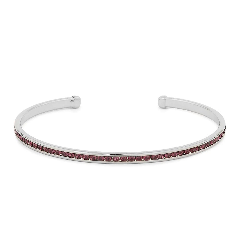 Maya J - White Gold & Crystal Birthstone Cuff Bracelets - Juli's Wearable Art