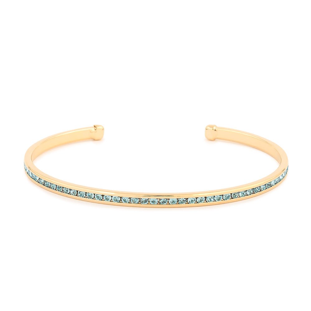 Maya J - Yellow Gold & Crystal Birthstone Cuff Bracelets - Juli's Wearable Art