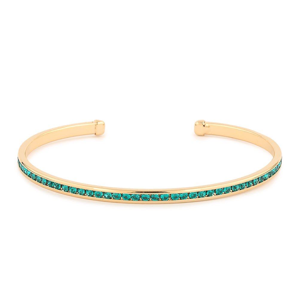 Maya J - Yellow Gold & Crystal Birthstone Cuff Bracelets - Juli's Wearable Art