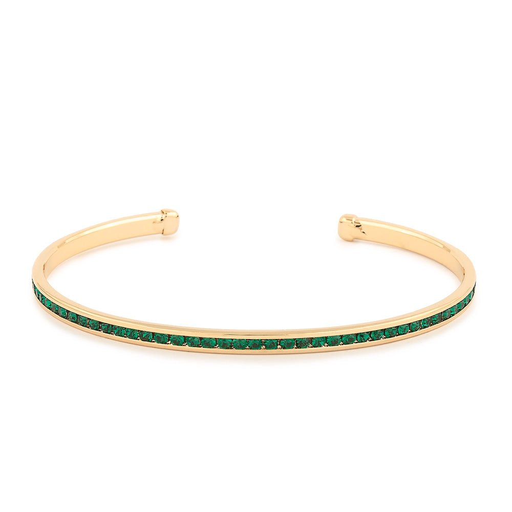 Maya J - Yellow Gold & Crystal Birthstone Cuff Bracelets - Juli's Wearable Art