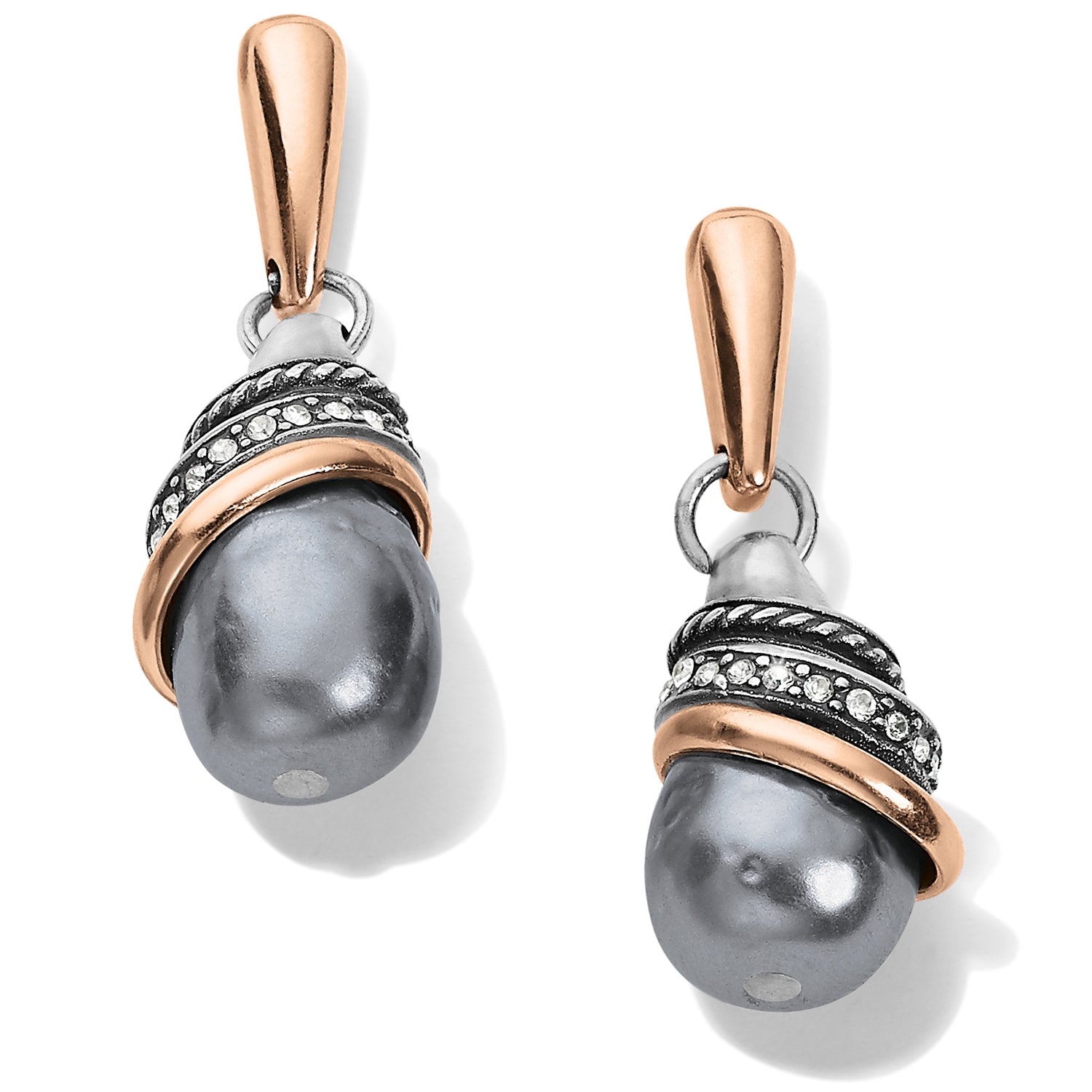 Neptune's Rings Gray Pearl Teardrop Earrings