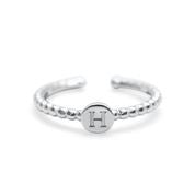 Stia Love Letters Droplet Initial Rings- Silver