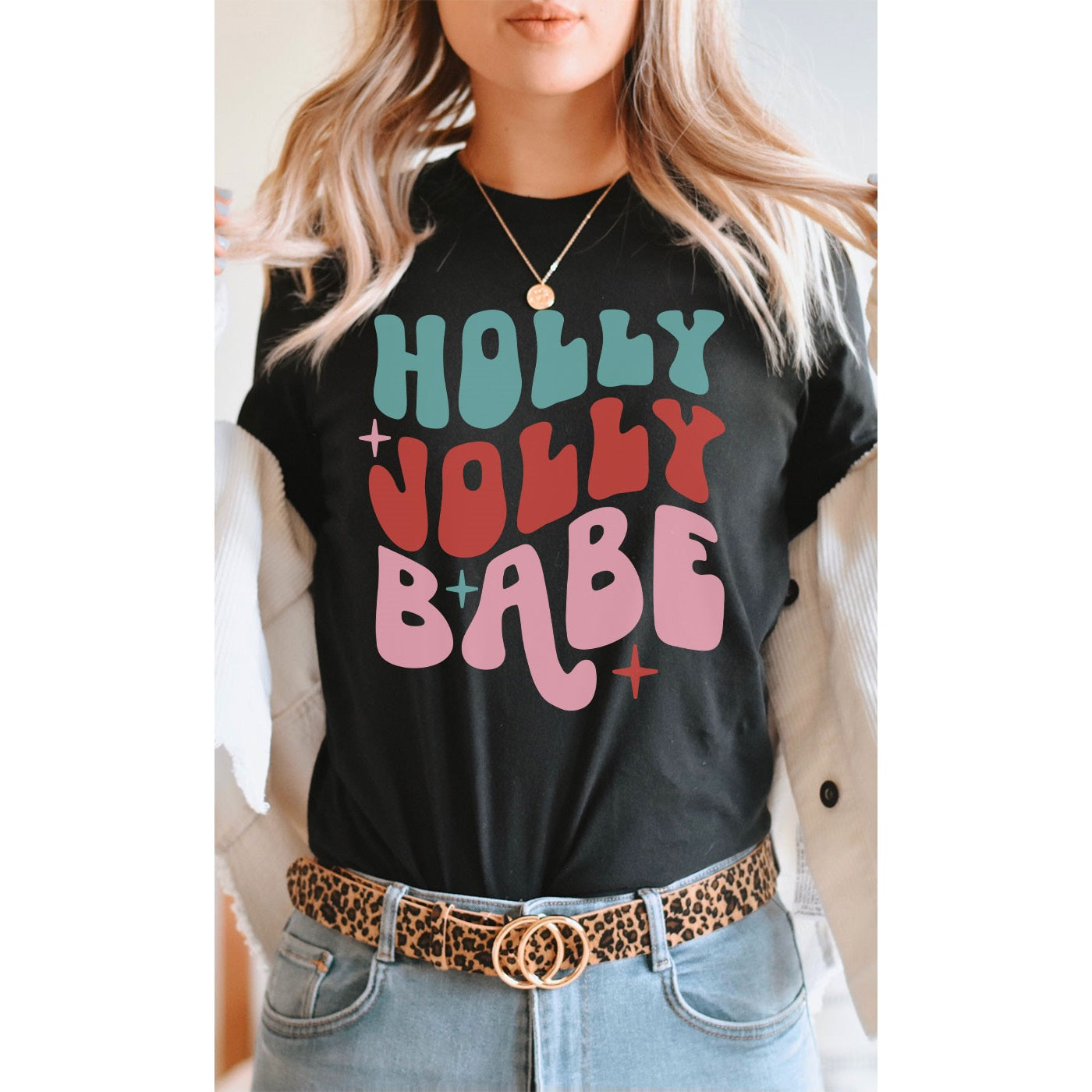 Holly Jolly Babe Christmas Season Graphic Tee