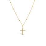 Stia Charm & Chain Necklace Pavé Cross in Silver or Gold - Juli's Wearable Art
