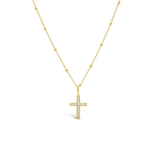 Stia Charm & Chain Necklace Pavé Cross in Silver or Gold - Juli's Wearable Art