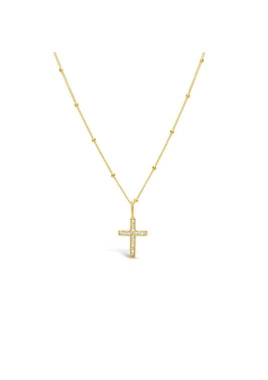 Stia Charm & Chain Necklace Pavé Cross in Silver or Gold