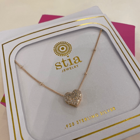 Stia Charm & Chain Necklace Pavé Heart - Juli's Wearable Art