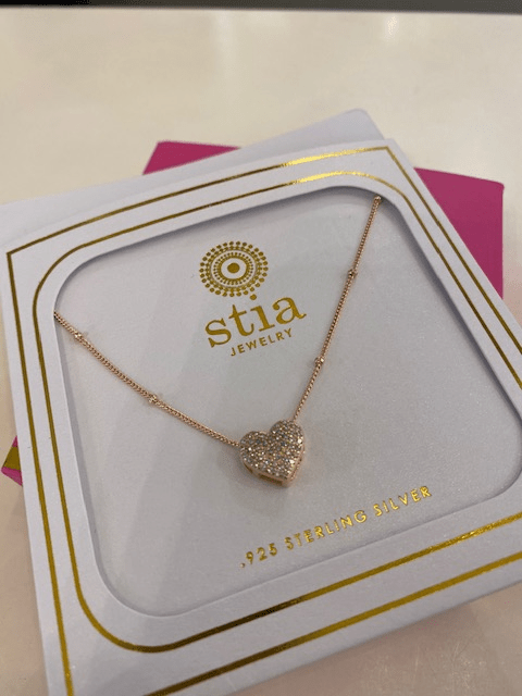 Stia Charm & Chain Necklace Pavé Heart - Juli's Wearable Art