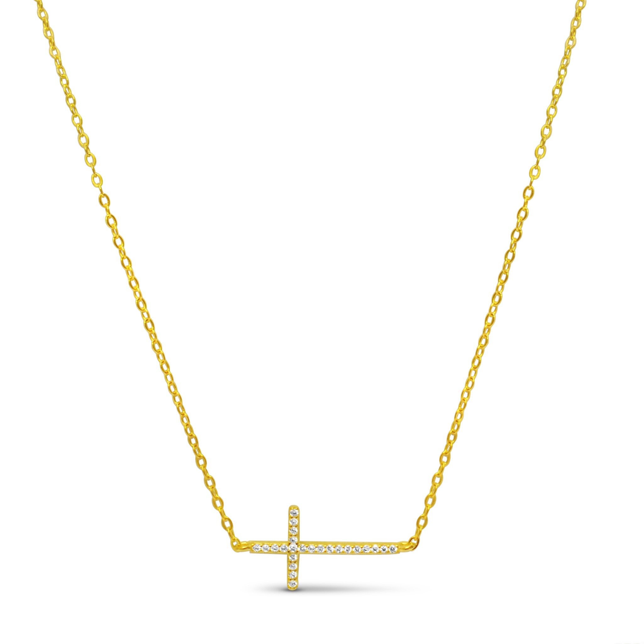 Stia Pavé Sideways Cross Necklace