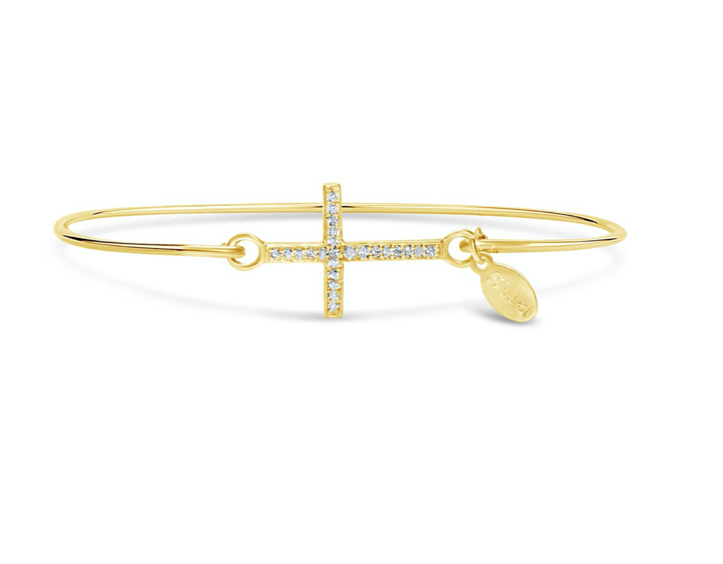 Stia Pavé Icon Bracelet Cross - Gold
