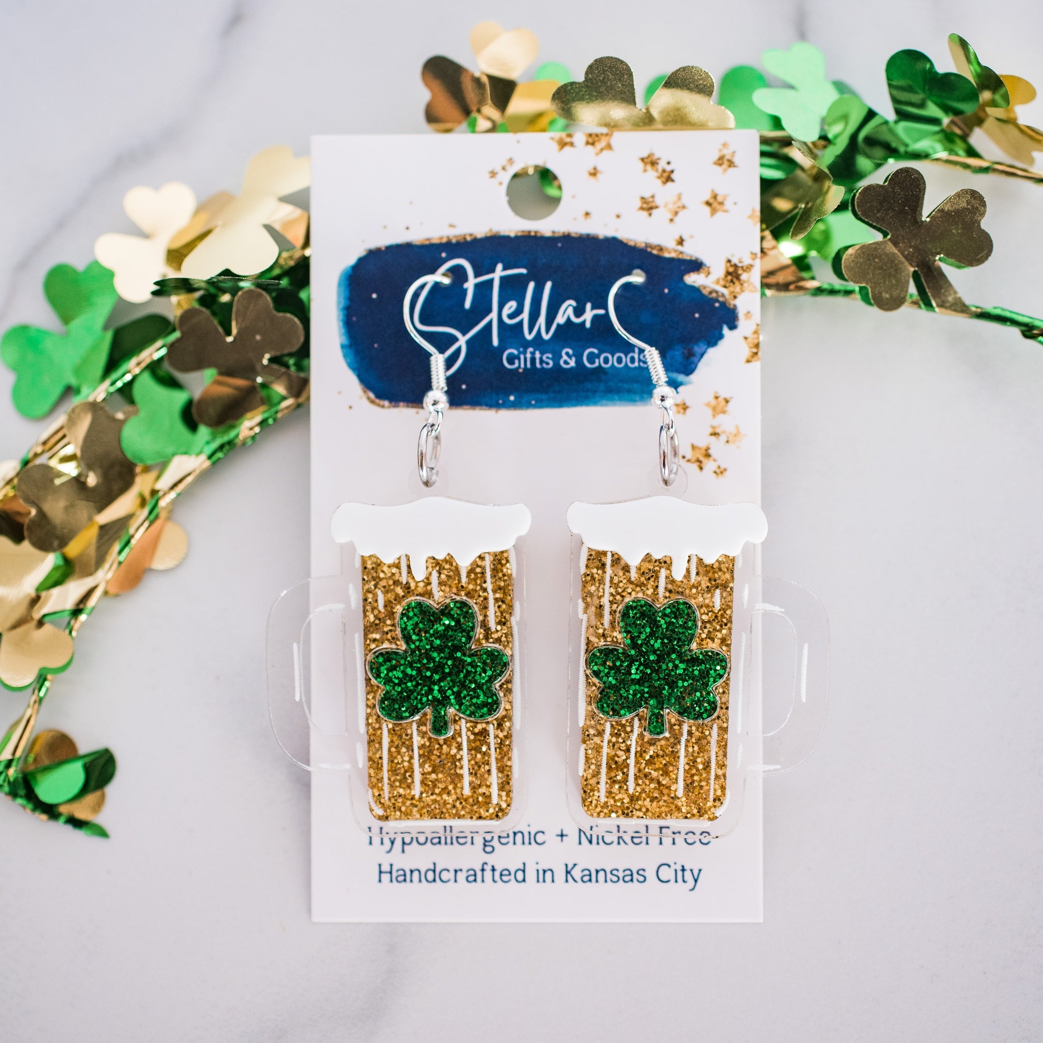 Hello Happiness St Patrick's Day Earrings