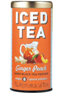 The Republic of Tea Ginger Peach Black Iced Tea (8 Large Quart-Sized Tea Pouches)