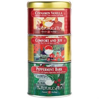 The Republic of Tea Holiday Trio Stackable Tea Tins