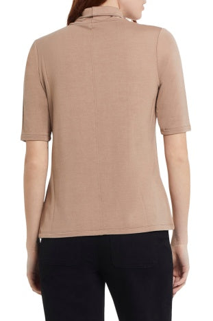 Tribal Taupe Mock Neck Top