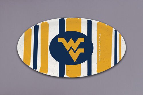 WVU Oval Striped Melamine Tray - Juli's Wearable Art
