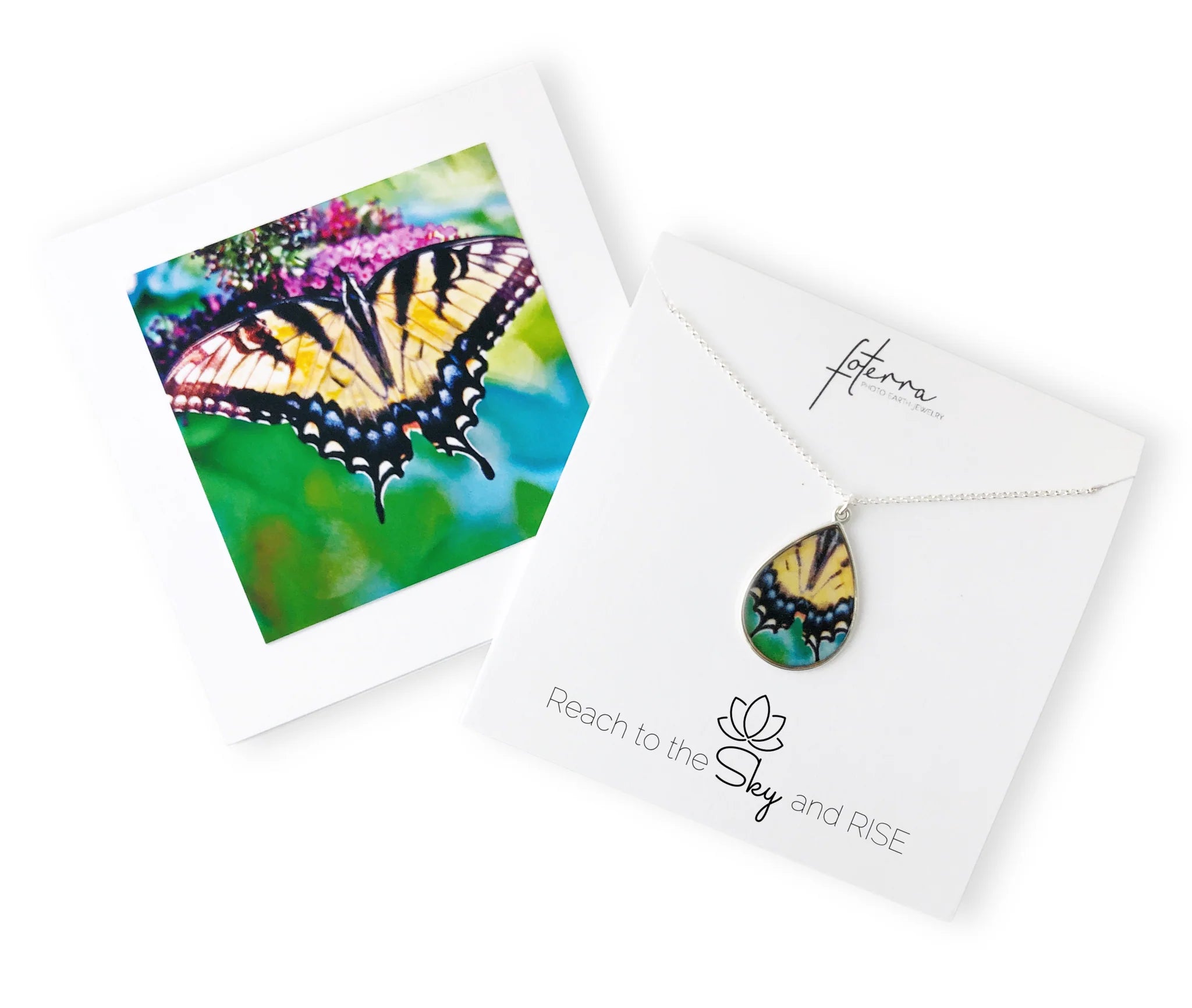 YELLOW BUTTERFLY MINI TEARDROP NECKLACE - Juli's Wearable Art